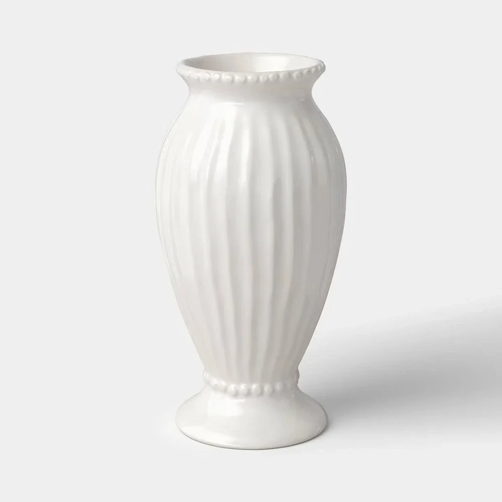 Tall Beaded Ceramic Vase Ivory - Threshold, Target‎